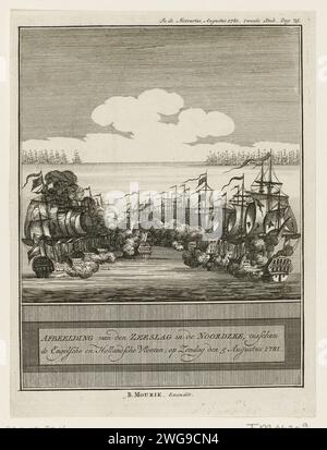 Seeschlacht bei Doggersbank, 1781, Anonym, 1781–1782 drucken die niederländischen und englischen Schiffe während der Seeschlacht bei Doggersbank am 5. August 1781 zwischen der niederländischen Flotte unter Schout-by-Night Johan Zoutman und der englischen Flotte unter Vizeadmiral Hyde Parker. Nordholland Papierätzung / Gravur Schlacht (+ Marinestreitkräfte) Stockfoto