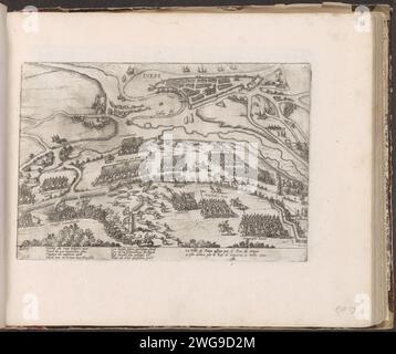 Dieppe befreit von Hendrik IV., 1590, 1590 – 1612 Drucke die belagerte Dieppe entlastet von Hendrik IV., 11. Februar 1590. Die Schlacht im Vordergrund, in der Ferne eine Karte der Stadt Dieppe in einer knappen Perspektive. Mit 8 Zeilen auf Deutsch und 2 Zeilen auf Französisch. Unten links nummeriert: 260. Der Ausdruck ist Teil eines Albums. Kölner Papierätzkampf, Kampf im Allgemeinen Dieppe Stockfoto