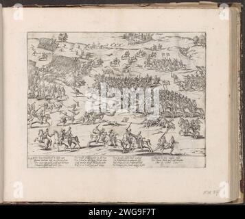 Hendrik IV. Sieg bei Montjoie, 1587, 1589 – ca. 1593 Druck Sieg von König Heinrich IV. Von Navarra bei Montjoie, 20. Oktober 1587. Blick auf die Schlacht. Mit 14 Zeilen auf Deutsch. Unten links nummeriert: 248. Der Ausdruck ist Teil eines Albums. Kölner Papierätzkampf (+ Landstreitkräfte) Monschau Stockfoto