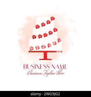 Rotes Logo mit einem Kuchen Stock Vektor