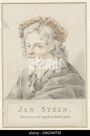 Porträt von Jan Steen, Anonym, nach Gerard Dou, 1623 - ca. 1625 Zeichenpapier. Kreideporträt, Selbstporträt des Künstlers. Porträt, Selbstporträt des Malers. Historische Personen Stockfoto