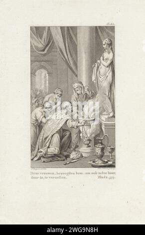 Göttin Solomo, Reinier Vinkeles (I), nach Jacobus kauft, 1797 Druck Amsterdam Papier Radierung / Gravur Solomon bietet heidnischen Göttern Opfer (manchmal Götzen und/oder ein goldenes Kalb auf dem Altar) Stockfoto