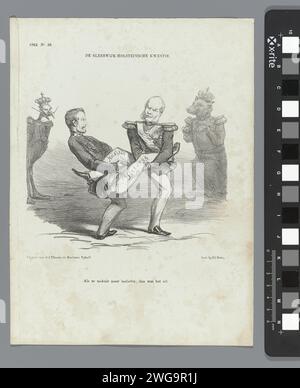 Cartoon on the Sleeswijk-Holstein Issue, 1862, 1862 Print Cartoon on the Sleeswijk-Holstein Issue. Der deutsche Kaiser Wilhelm I. kämpft mit Friedrich VII. Van Dänemark (?). Plaat trat beim Weekblad de Nederlandsche Spectator auf, nein 38, 20. September 1862. Druckerei: Netherlandsprinter: Netherlandspublisher: Arnhempublisher: Der Haager Papierkämpfwettbewerb (Sport) Sleeswijk-Holstein Stockfoto