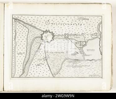 Karte von Hulst, CA. 1702, 1702 - 1703 Karte drucken mit den Verteidigungsanlagen rund um die Stadt Hulst und Umgebung. Platte Nr. 20 im Druckwerk bestehend aus insgesamt 276 nummerierten Schildern renommierter starker Städte und Festungen im Kontext des Spanischen Erbfolgekrieges. Die meisten Aufzeichnungen wurden in die anonymen französischen Aufzeichnungen kopiert: In Les Forces de l’Europe und in: Le Theater de la Guerre, Dans Les Pays-Bas, beide ursprünglich von Nicolas de Fer in Paris (1693–1697) im Rahmen des neunjährigen Krieges veröffentlicht. Titel und Inschriften auf Französisch. Druckerei: Nord Stockfoto