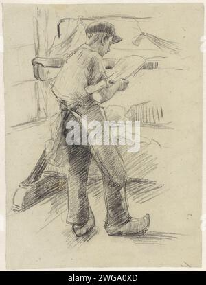 Fabrikjunge bei der Arbeit in einer Baumwollfärberei, Anthon Gerhard Alexander van Rappard, 1868 - 1892 Zeichenpapier. Baumwolle (Material  Textilindustrie). Färben von Stoffen (+ Kinder (Arbeiter)) Stockfoto