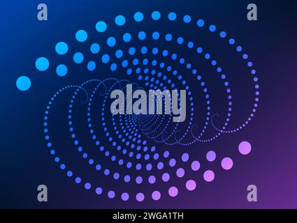 Abstrakter Hintergrund Kreisförmige geometrische Formen, die in Wellen angeordnet sind. Ordnen Sie sie in der Reihenfolge von klein bis groß an. , Bildschirm, Präsentation, Vektor, Illustration Stock Vektor