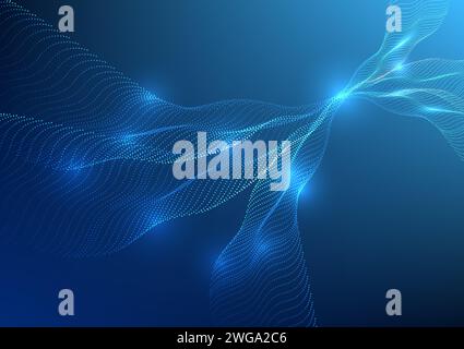 Abstrakter technologischer Hintergrund die verbundenen und sich überschneidenden Punktlinien stellen die Übertragung und den Empfang digitaler Daten dar. , Hintergrundbild, Raster Stock Vektor