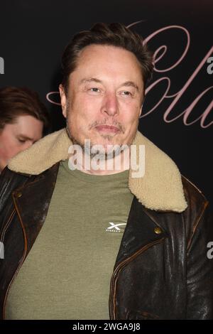 Los Angeles, Ca. Februar 2024. Elon Musk bei der Premiere von Lola am 3. Februar 2024 im Regency Bruin Theater in Los Angeles, Kalifornien. Quelle: Jeffrey Mayer/Media Punch/Alamy Live News Stockfoto