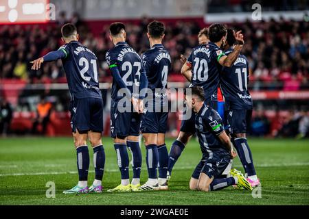 Girona, Spanien. Februar 2024. Real Sociedad Teamspieler, die beim LaLiga EA Sports Match in der 23. Runde zwischen Girona FC und Real Sociedad in Estadi Montilivi zu sehen waren. Endergebnis: Girona F.C 0 - 0 Real Sociedad. (Foto: MartÌ Segura Ramoneda/SOPA Images/SIPA USA) Credit: SIPA USA/Alamy Live News Stockfoto