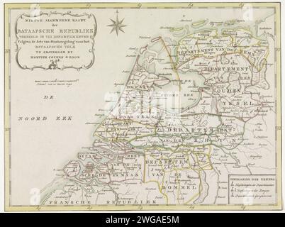 Karte der Batavischen Republik, 1798, Anonym, 1798 drucken neue Karte der Batavischen Republik, aufgeteilt in 8 Departements, 1798. Druckerei: Netherlandspublisher: Amsterdam Papier Radieren / Gravieren Karten von verschiedenen Ländern oder Regionen Niederlande Stockfoto