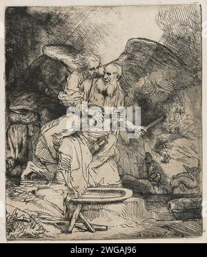 Abraham's Opfergabe, Rembrandt van Rijn, 1655 Druckpapier Ätzung / Trockenpunkt Geschichte von Abraham Stockfoto