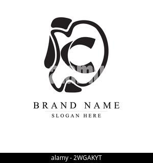 Modernes und einzigartiges Logo mit DC-Initialen, Anfangsbuchstaben mit Kleinbuchstaben und DC-Logo Stock Vektor