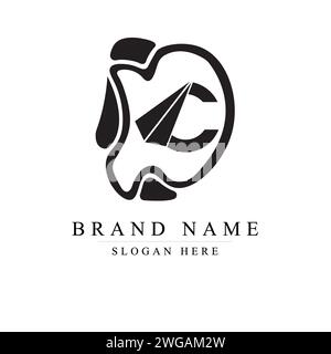 Modernes und einzigartiges Logo mit DC-Initialen, Anfangsbuchstaben mit Kleinbuchstaben und DC-Logo Stock Vektor