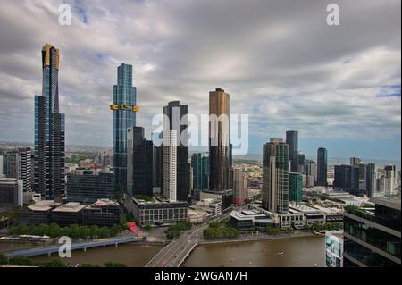 Skyline von Melbourne vom 35. Stock Stockfoto