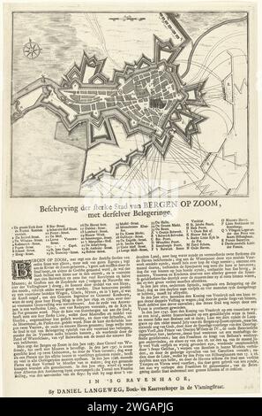 Karte der Belagerung von Bergen op Zoom, 1747, 1747 Drucken Karte der Belagerung von Bergen op Zoom durch die Franzosen, Juli-September 1747. Auf dem Magazin unter dem Teller eine Beschreibung der Stadt mit der Legende 1-35 und A-S in Niederländisch. Druckerei: Nördliche Niederlande spublisher: Die Haager Papierätzung / Buchdruck Karten von Städten. Belagerung, Position war Bergen op Zoom Stockfoto