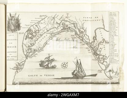 Karte der Umgebung von Venedig, CA. 1702, 1702 - 1703 Karte drucken von Venedig mit der Laguna Veneta. Unten rechts markiert: XLVII. Platte Nr. 192 in dem Druckwerk bestehend aus insgesamt 276 nummerierten Schildern renommierter starker Städte und Festungen im Kontext des Spanischen Erbfolgekrieges. Die meisten Aufzeichnungen wurden in die anonymen französischen Aufzeichnungen kopiert: In Les Forces de l’Europe und in: Le Theater de la Guerre, Dans Les Pays-Bas, beide ursprünglich von Nicolas de Fer in Paris (1693–1697) im Rahmen des neunjährigen Krieges veröffentlicht. Titel und Inschriften i Stockfoto