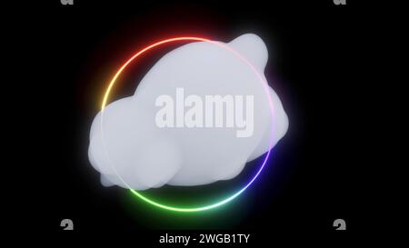 Neon Circle Cloud Intro 3D-Rendering Stockfoto