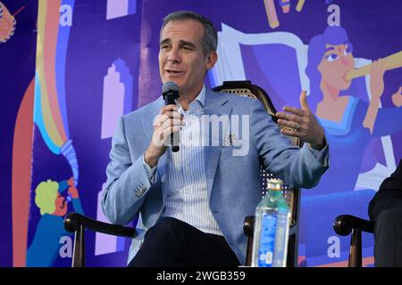 Jaipur, Indien. Februar 2024. Der amerikanische Botschafter in Indien, Eric Garcetti, nimmt am 3. Februar 2024 an einer Session beim Jaipur Literature Festival 2024 in Jaipur, Rajasthan, Indien, Teil. (Foto: Vishal Bhatnagar/NurPhoto) Credit: NurPhoto SRL/Alamy Live News Stockfoto