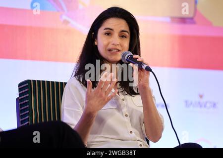 Jaipur, Indien. Februar 2024. Merve Emre spricht auf einer Session während des Jaipur Literature Festival in Jaipur, Rajasthan, Indien, am 3. Februar 2024. (Foto von Vishal Bhatnagar/NurPhoto)0 Credit: NurPhoto SRL/Alamy Live News Stockfoto