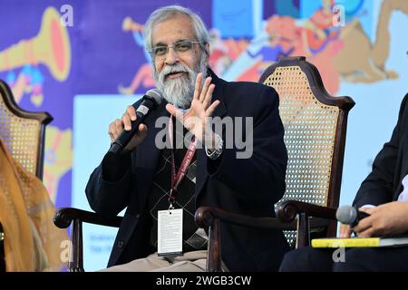 Jaipur, Indien. Februar 2024. Richterin Madan B. Lokur spricht auf einer Sitzung während des Jaipur Literature Festival 2024 in Jaipur, Rajasthan, Indien, am 3. Februar 2024. (Foto: Vishal Bhatnagar/NurPhoto) Credit: NurPhoto SRL/Alamy Live News Stockfoto