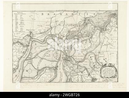 Sieg auf dem Slaak, 1631, 1690 - 1710 Druck de Battle on the Slaak, 12-13. September 1631. Karte der Wasserstraßen, Bäche und überflutetes Land zwischen Bergen op Zoom, Zandvliet und Antwerpen. Die Segelrouten sind auf der Karte angegeben, die die Staatse und die spanische Flotte auf der Slag übernommen haben. Oben links in einer Aussage aus dem niederländischen und lateinischen Namen, unten rechts eine Kartusche mit dem lateinischen Titel. Unter den Beschriftungen im Stift drucken. Nordniederländische Papierätzkarten von separaten Ländern oder Regionen Slook, haben. Schelde. Zandvliet Stockfoto