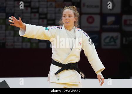 Margaux Pinot von Frankreich gegen Tais Pina von Portugal, Bronze Women's -70 kg beim Paris Grand Slam 2024, IJF Judo am 3. Februar 2024 in der Accor Arena in Paris, Frankreich Stockfoto