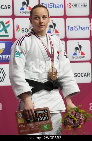 Margaux Pinot of France Bronzemedaille, Frauen -70 kg während des Paris Grand Slam 2024, IJF Judo am 3. Februar 2024 in der Accor Arena in Paris, Frankreich Stockfoto