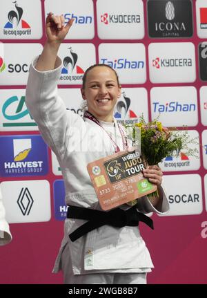 Margaux Pinot of France Bronzemedaille, Frauen -70 kg während des Paris Grand Slam 2024, IJF Judo am 3. Februar 2024 in der Accor Arena in Paris, Frankreich Stockfoto