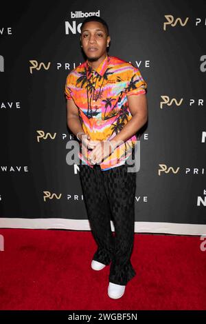 Beverly Hills, USA. Februar 2024. Ombrye nimmt am 3. Februar 2024 an der 17. Jährlichen Pre-GRAMMY Party von Primary Wave im Waldorf Astoria Beverly Hills in Beverly Hills Teil. (Foto: Corine Solberg/SipaUSA) Credit: SIPA USA/Alamy Live News Stockfoto