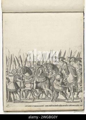 Hendrik III van Nassau -Breda, Platte 28, 1615 - 1620 Druck Hendrik III von Nassau-Breda, Platte 28. Prozession Karls V. mit Papst Clemens VII. In Bologna nach seiner Krönung zu Keizer am 24. Februar 1530. Druckerei: Mechelenpublisher: Die Haager Papierätzer / Gravurfeierlichkeiten (+ Parade, Wettbewerb, Kavalcade  festliche Aktivitäten) Bologna Stockfoto