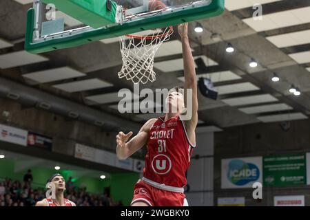 (C) Denis TRASFI / MAXPPP - au Palais des Sports de Nanterre le 03-02-2024 - Basketball BETCLIC ELITE - Nanterre 92 - Cholet Basket - Tidjane Salaün Stockfoto