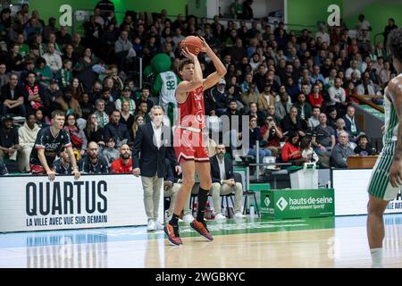 (C) Denis TRASFI / MAXPPP - au Palais des Sports de Nanterre le 03-02-2024 - Basketball BETCLIC ELITE - Nanterre 92 - Cholet Basket - Tidjane Salaün Stockfoto