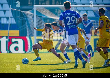 Brescia, Italien. Februar 2024. Francesco Amatucci, während Brescia Calcio vs AS Cittadella, Serie B, im Rigamonti Stadium. Quelle: Alessio Morgese/Alessio Morgese/Emage/Alamy Live News Stockfoto