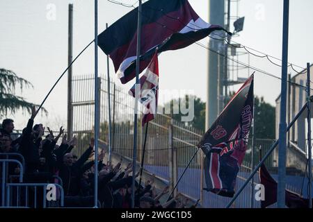 Brescia, Italien. Februar 2024. ALS Cittadella-Unterstützer, während Brescia Calcio vs AS Cittadella, Serie B, im Rigamonti-Stadion. Quelle: Alessio Morgese/Alessio Morgese/Emage/Alamy Live News Stockfoto