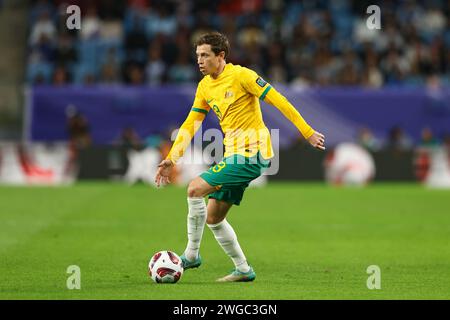 Al Wakrah, Katar. Februar 2024. Craig Goodwin (aus) Fußball/Fußball : AFC Asian Cup Qatar 2023 Viertelfinalspiel zwischen Australien 1-2 Korea Republic im Al Janoub Stadium in Al Wakrah, Katar . Quelle: Mutsu Kawamori/AFLO/Alamy Live News Stockfoto