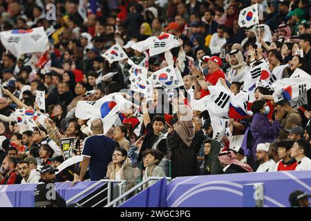 Al Wakrah, Katar. Februar 2024. Korea Fans Fußball/Fußball : AFC Asian Cup Qatar 2023 Viertelfinalspiel zwischen Australien 1-2 Korea Republic im Al Janoub Stadium in Al Wakrah, Katar . Quelle: Mutsu Kawamori/AFLO/Alamy Live News Stockfoto