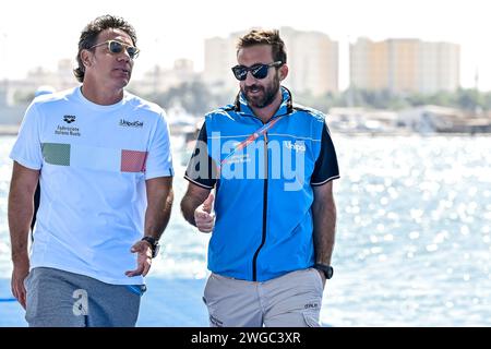 Doha, Katar. Februar 2024. Stefano Rubaudo und Fabrizio Antonelli aus Italien während der 21. Aquatikweltmeisterschaft im Alten Hafen von Doha in Doha (Katar), 4. Februar 2024. Quelle: Insidefoto di andrea staccioli/Alamy Live News Stockfoto