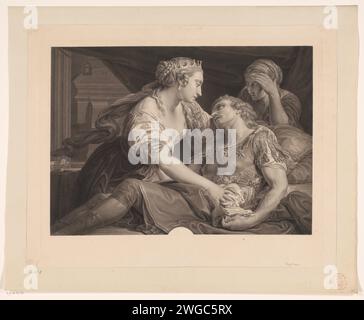 Marcus Antonius stirbt in den Armen von Kleopatra, Johann Georg Wille, nach Pompeo Batoni, 1778 Druckpapier mit dem Tod von Markus Antonius: Er stirbt, nachdem er sich erstochen hat: Kleopatra trauert an seinem Bett Stockfoto