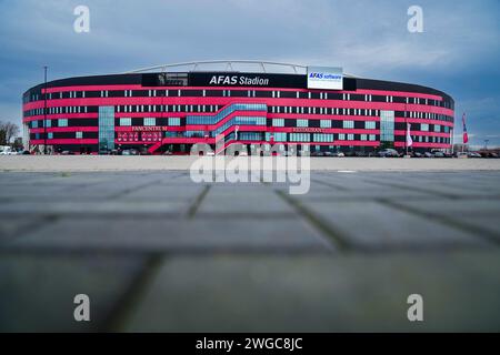 Alkmaar, Niederlande. Februar 2024. Alkmaar - das AFAS-Stadion vor dem Eredivisie-Spiel zwischen AZ und Feyenoord am 4. Februar 2024 in Alkmaar, Niederlande. Credit: Box to Box Pictures/Alamy Live News Stockfoto