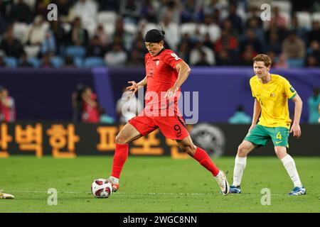 Al Wakrah, Katar. Februar 2024. Cho GUE-sung (KOR) Fußball/Fußball : AFC Asian Cup Qatar 2023 Viertelfinalspiel Australien 1-2 Korea Republic im Al Janoub Stadium in Al Wakrah, Katar . Quelle: Mutsu Kawamori/AFLO/Alamy Live News Stockfoto