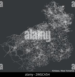Straßenkarte des STADTTEILS KIRKLEES, WEST YORKSHIRE Stock Vektor