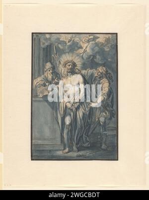 Hier Mann, Jacob Lois, 1638 - 1643 Zeichenpapier. Tuschestift / Pinsel Pilatus zeigt Christus den Menschen, 'Ostentatio Christi', 'Ecce Homo' (Johannes 19:4-6) (+ Engel schwebend in der Luft). Pilatus zeigt dem Volk Christus, „Ostentatio Christi“, „Ecce Homo“ (Johannes 19,4-6) (+ Engel, die in der Luft schwimmen) Stockfoto