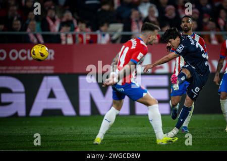 Aramburu (Real Sociedad) während eines La Liga EA Sports Spiels zwischen Girona FC und Real Sociedad am 3. Februar 2024 im Estadio Municipal de Montilivi in Girona, Spanien. (Foto: Felipe Mondino/SIPA USA) Stockfoto