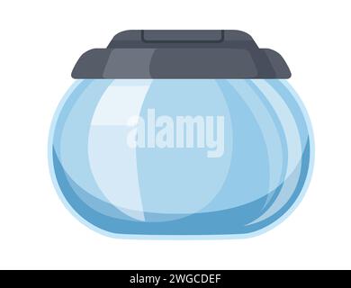 Leeres rundes Glas Aquarium mit schwarzem Deckel Vektor Illustration isoliert auf weißem Hintergrund Stock Vektor