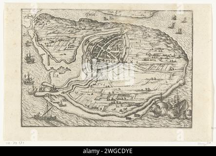 Karte von den Briel, 1572, 1580 - 1582 drucken Karte van den Briel, aufgenommen von de Watergeuzen am 1. April 1572. Blick auf die Insel Voorne mit der Stadt den Briel in einer knusprigen Perspektive. Zwei Kriegsschiffe und ein Fischerboot im Wasser. Nummeriert 39. Druckerei: Nordhollandnach Druck von: Deutschland Druck von: Deutschland Papierätzkarten verschiedener Länder oder Regionen. Stadtpläne Brielle Stockfoto