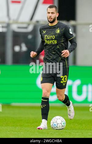 Alkmaar, Niederlande. Februar 2024. ALKMAAR, 02.04.2024, AFAS-Stadion, Saison 2023/2024, niederländischer Eredivisie Football zwischen AZ und Feyenoord, Feyenoord Spieler David Hancko Credit: Pro Shots/Alamy Live News Stockfoto