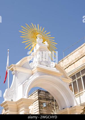 Temporäre Dekoration für das Fronleichnamsfest in der Stadt Rabat auf Malta Stockfoto