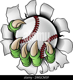 Baseball Ball Claw Cartoon Monster Animal Hand Stock Vektor