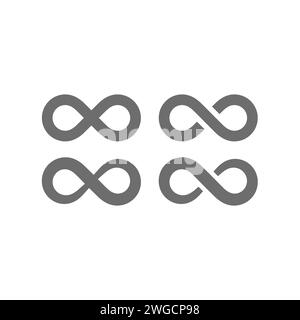 Unendlichkeitsvektor-Symbolgruppe. Einfaches schwarzes Symbol. Stock Vektor