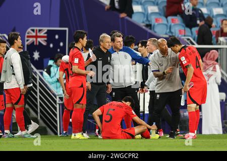 Al Wakrah, Katar. Februar 2024. Jurgen Klinsmann (KOR) Fußball/Fußball : AFC Asian Cup Qatar 2023 Viertelfinalspiel Australien 1-2 Korea Republic im Al Janoub Stadium in Al Wakrah, Katar . Quelle: Mutsu Kawamori/AFLO/Alamy Live News Stockfoto